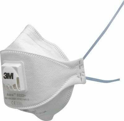 3M Mundschutz 11054258 9322+, Aura FFP2 -Ventilpartikelfilter -Halbmaske, 10pcs/Pack