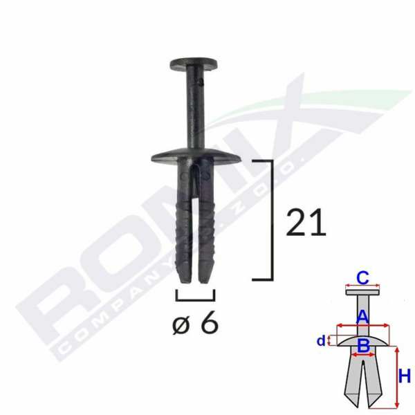 ROMIX Clip 10945593 BMW - Opel für Stoßfänger, mit Impression Spike, 10 PCs/Pack