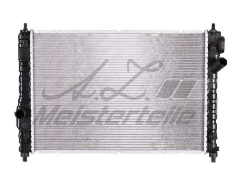A.Z. MEISTERTEILE Radiator 10401762 Cooling fins material: Aluminium, Core Depth [mm]: 16, Core Length [mm]: 600, Core Width [mm]: 415, Inlet O [mm]: 34, Outlet O [mm]: 34, Radiator type: Brazed cooling fins, Supplementary Article/Info 2: with cap, without expansion tank, Supplementary Article/Supplementary Info: without gasket/seal, Water Tank Material (radiator): Plastic