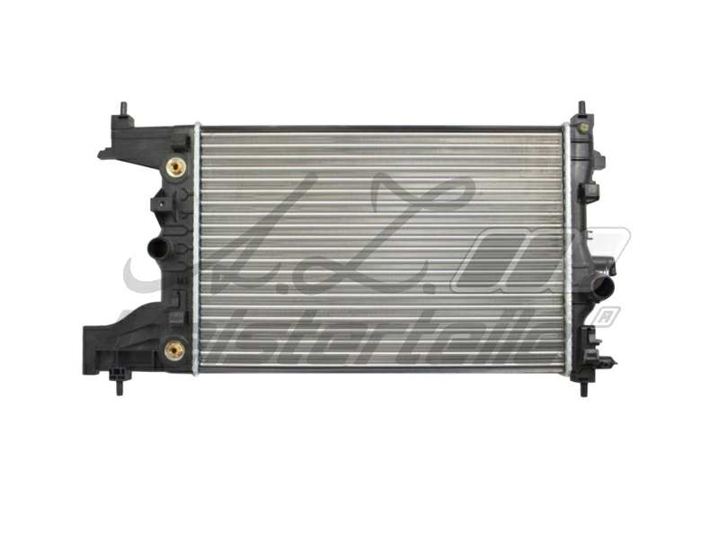 A.Z. MEISTERTEILE Radiator 10414757 Cooling fins material: Aluminium, Core Depth [mm]: 26, Core Length [mm]: 580, Core Width [mm]: 389, Inlet O [mm]: 34, Outlet O [mm]: 38,7, Radiator type: Brazed cooling fins, Supplementary Article/Info 2: without cap, without expansion tank, Supplementary Article/Supplementary Info: with oil cooler, without gasket/seal, Water Tank Material (radiator): Plastic