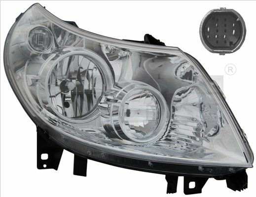 TYC Headlamp 10725300 Fitting Position: Right, Left-hand/Right-hand Traffic: for right-hand traffic, Lamp Type: H7/H1, Registration Type: ECE-certified, Vehicle Equipment: for vehicles with headlight levelling (electric), Supplementary Article/Supplementary Info: with electric motor