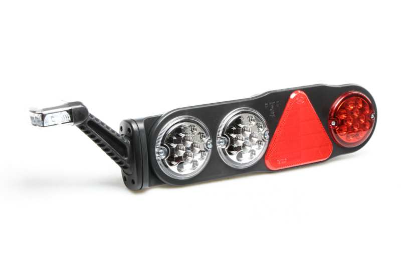 DASTERI rear light (trailer) 11049710 Left, rear, 7 functional, width indicator, triangle prism, fog light, LED, 10-30V, R: 3/3W F: 4/4W T: 2x 3/4W S: 2x 3/4W D.I: 2x 3/4W S.M.: 0.8/0.8W, ECE: E9-11019, Protection: IP67, Connection: 7-PIN AMP 1.