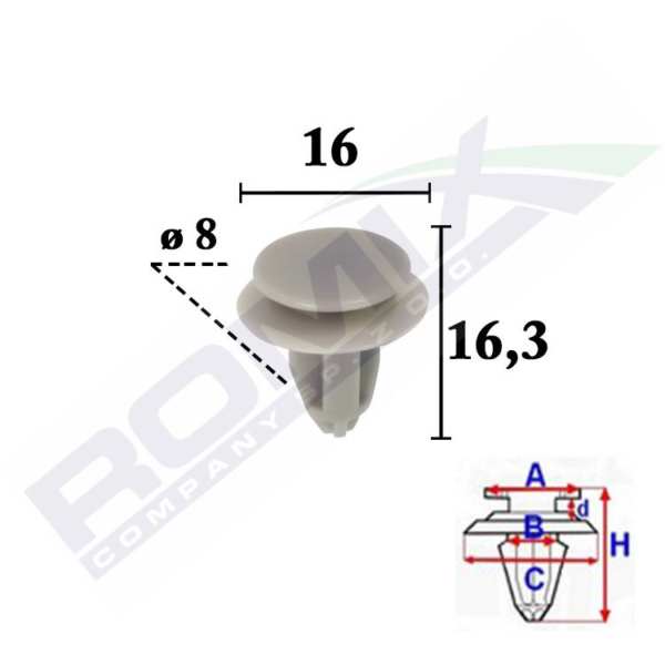 ROMIX Clip 10945503 Fiat - Suzuki für Kotflügel, 10 Stcs/Pack