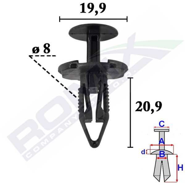 ROMIX Clip 11112156 Fiat mit Impression Spike, 10 PCs/Paket