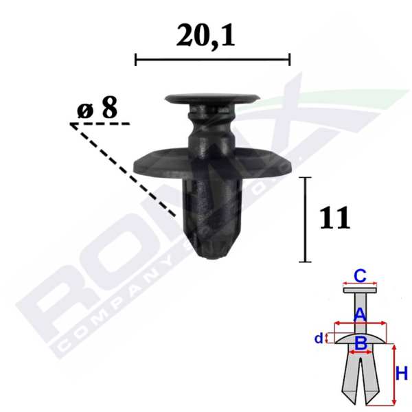 ROMIX Clip 11112162 Mitsubishi mit Impression Spike, 10 PCs/Pack