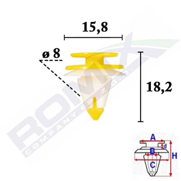 ROMIX Clip 11112163 Nissan, 10 PCs/Paket
Durchmesser [mm]: 8,4, Länge [mm]: 20