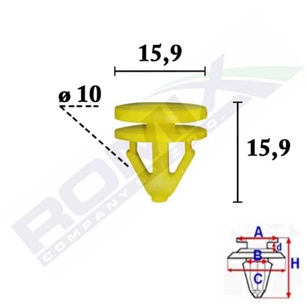 ROMIX Carpet fastener 11112169 Ford, 5 pcs/package