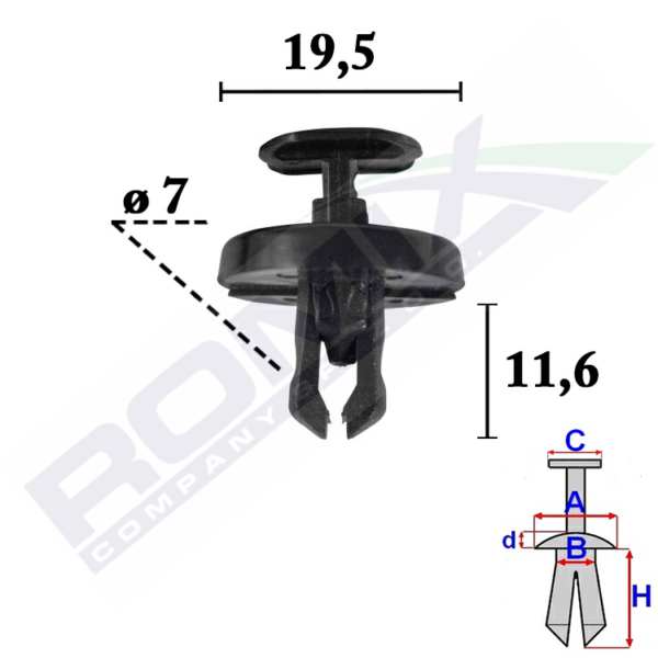 ROMIX Clip 11112165 Toyota - Lexus mit beeindrucktem Spike, 10 PCs/Pack