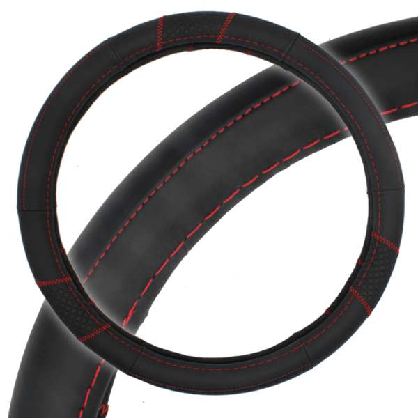 UNIX Steering wheel cover 11115132 Black - with red sewing, size: 38 x 8.2 cm, pu