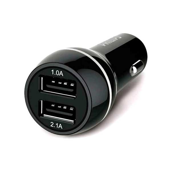 PHILIPS Telefon-Ladegerät - für Autos 10518519 Leistungsstarkes USB -Ladegerät 1x1a, 1x 2,1a