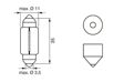 BOSCH Bulb 10903327 Voltage [V]: 12, Rated Power [W]: 5, Lamp Type: C5W, Socket Type: SV8,5-8
Voltage [V]: 12, Rated Power [W]: 5, Lamp Type: C5W, Socket Type bulb: SV8.5-8
Cannot be taken back for quality assurance reasons! 5.