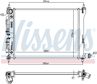 NISSENS Radiator 11119129 Cooling fins material: Aluminium, Core Depth [mm]: 16, Core Length [mm]: 500, Core Width [mm]: 376, Inlet O [mm]: 35, Outlet O [mm]: 33, Radiator type: Brazed cooling fins, Supplementary Article/Info 2: without expansion tank, Supplementary Article/Supplementary Info: with oil cooler, without gasket/seal, Water Tank Material (radiator): Plastic Technical Information: Radiator with 5mm system-Advanced technology with higher power effect 6.