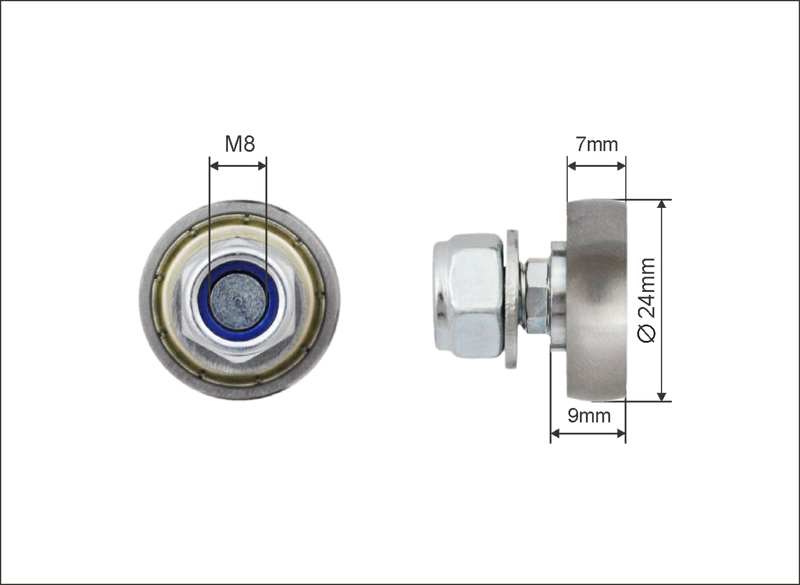 A.Z. MEISTERTEILE Rollenlager 11054288 Single. Edscha 609-E. Größe: 24 x 7 x 9 mm. 10 Stück / Packung