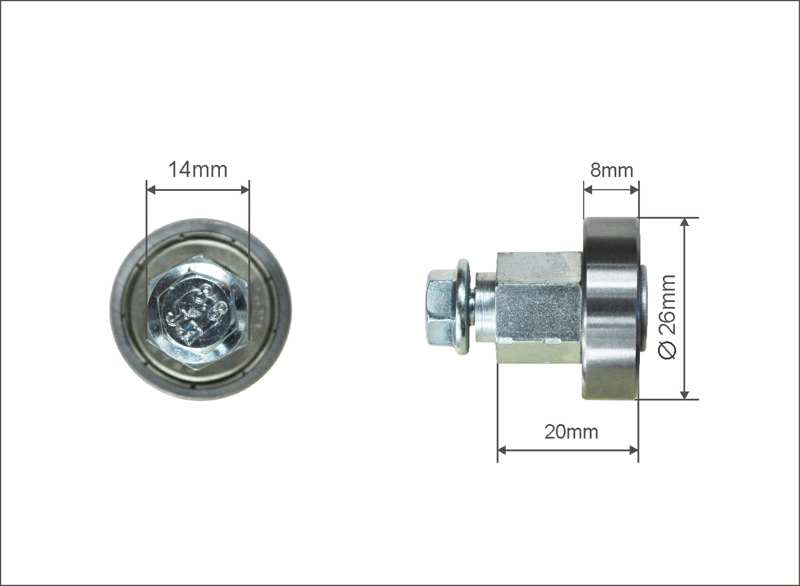 A.Z. MEISTERTEILE Rollenlager 11054298 Single. Kögel 629-B. Größe: 26 x 8 x 20 mm. 10 Stück / Packung