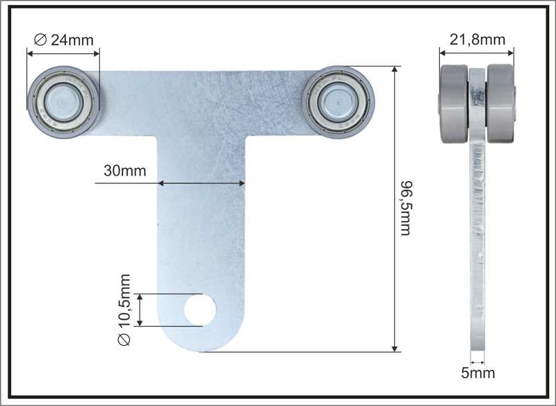 A.Z. MEISTERTEILE Rollenlager 11054327 Doppelseitig (doppelt), Krone/Edscha, Größe: 24 x 21,5 x 96,5 mm, 5 Stück/Packung