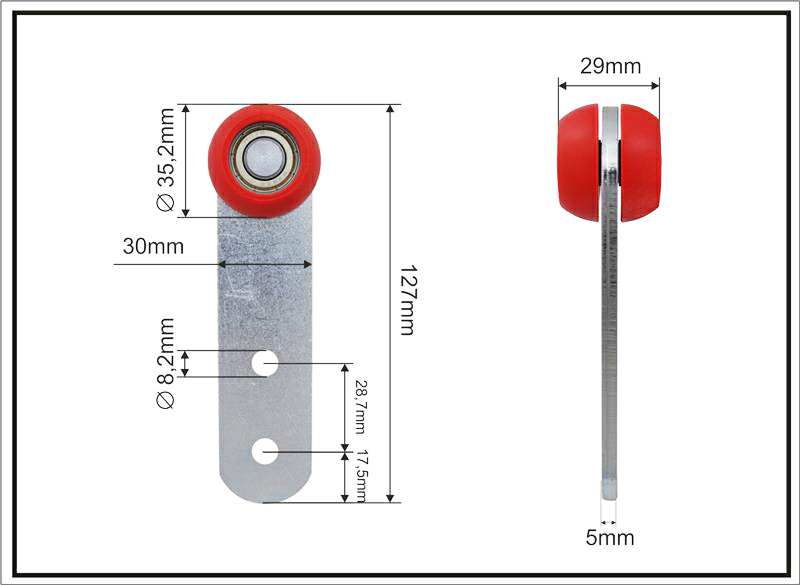 A.Z. MEISTERTEILE Rollenlager 11054330 Doppelseitig, Edscha, Größe: 35,2 x 29 x 127 mm, 10 Stück / Packung