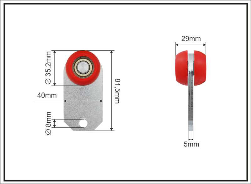 A.Z. MEISTERTEILE Rollenlager 11054334 Doppelseitig, Edscha, Größe: 35,2 x 29 x 81,5 mm, 10 Stück/Packung