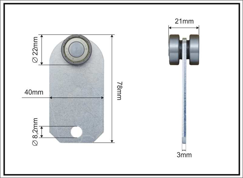 A.Z. MEISTERTEILE Rollenlager 11054338 Doppelseitig, universal, Größe: 22 x 21 x 78 mm, 10 Stück/Packung