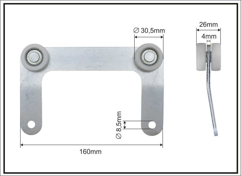 A.Z. MEISTERTEILE Rollenlager 11054335 Doppelseitig, Schmitz, Größe 30,5 x 26 x 160 mm, 5 Stück/Packung