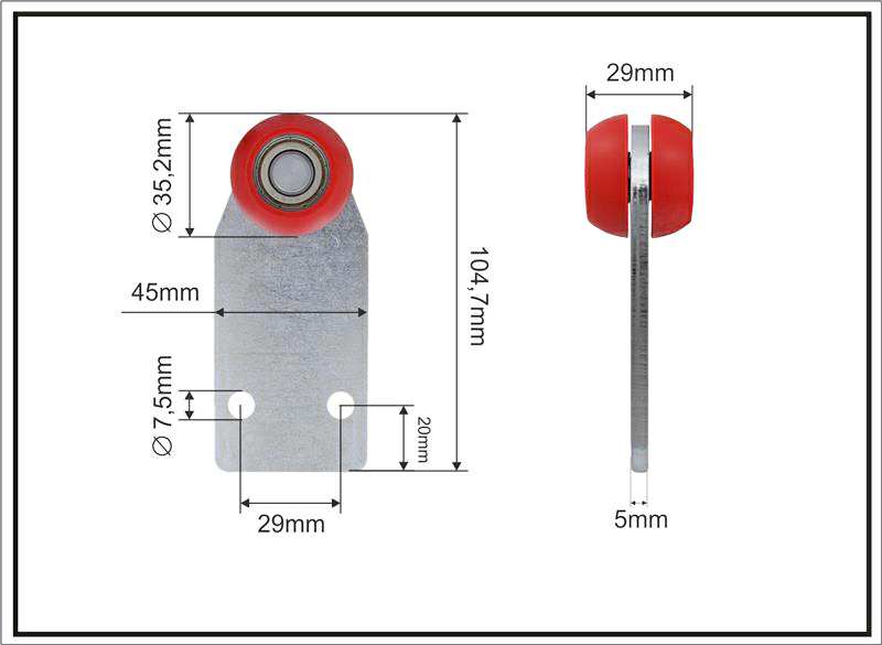 A.Z. MEISTERTEILE Rollenlager 11054332 Doppelseitig, Edscha, Größe: 35,2 x 29 x 104,7 mm, 10 Stück/Packung