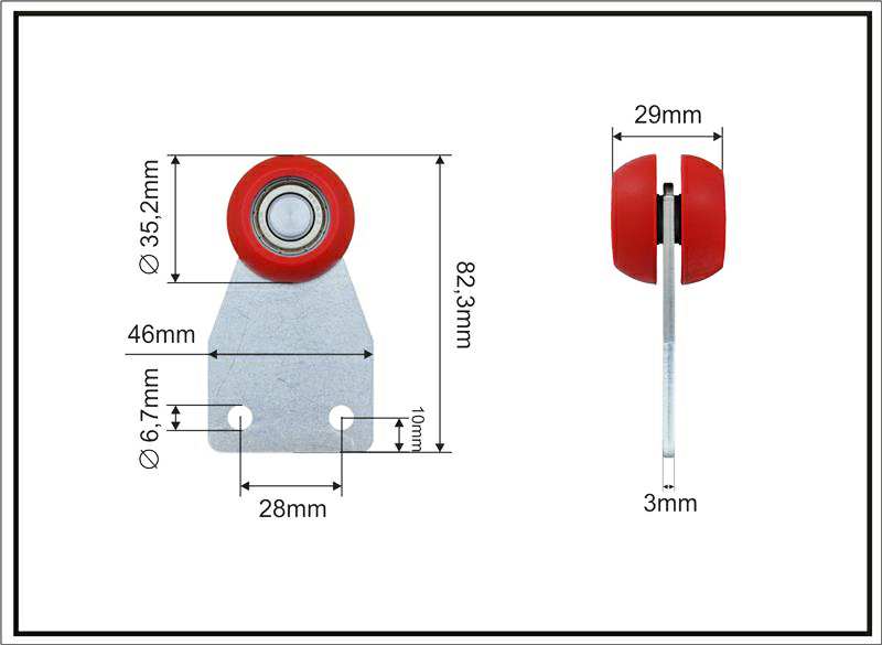 A.Z. MEISTERTEILE Rollenlager 11054340 Doppelseitig, Edscha, Größe: 35,2 x 29 x 82,3 mm, 10 Stück/Packung