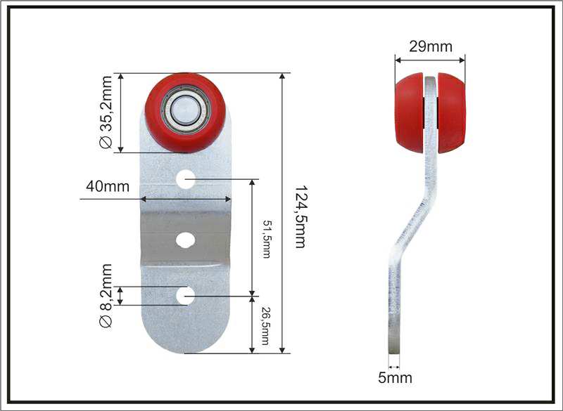 A.Z. MEISTERTEILE Rollenlager 11054339 Doppelseitig, Edscha, Größe: 35,2 x 29 x 124,5 mm, 10 Stück / Packung