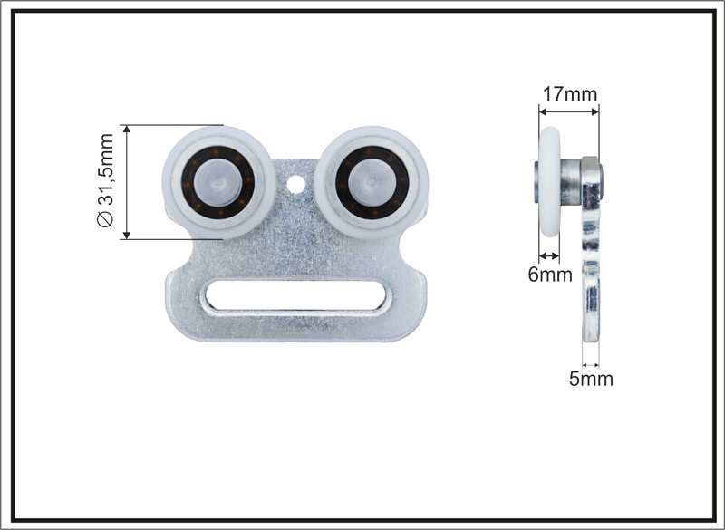 A.Z. MEISTERTEILE Rollenlager 11054341 Einseitig (doppelt), Edscha, Größe: 31,5 x 17 x 75 mm, 10 Stück/Packung