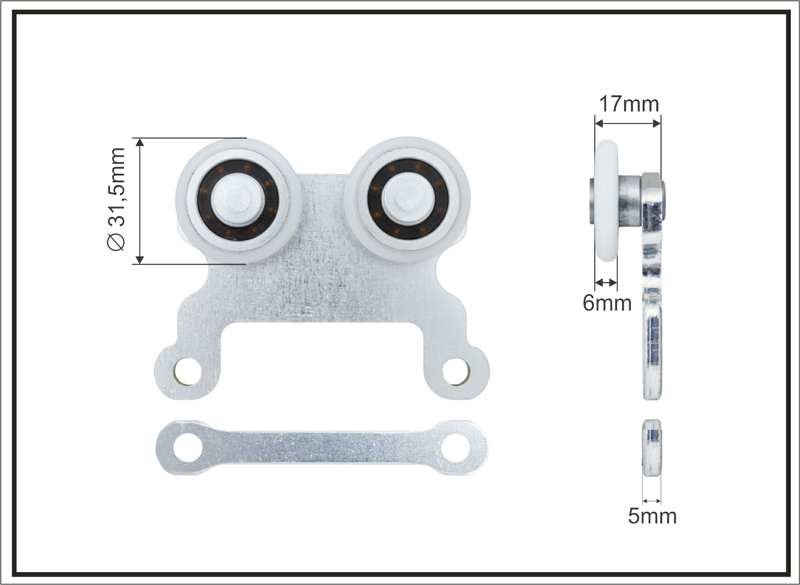 A.Z. MEISTERTEILE Rollenlager 11054346 Einseitig (doppelt), Kögel, Größe: 31,5 x 17 x 75 mm, 10 Stück/Packung