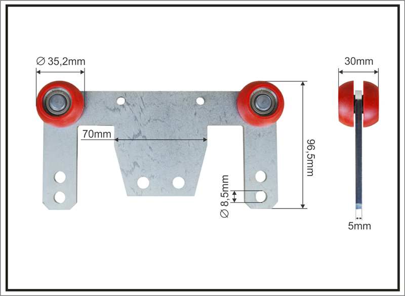 A.Z. MEISTERTEILE Rollenlager 11054350 Doppelseitig (doppelt), Kögel/Hestal, Größe: 35,2 x 30 x 96,5 mm, 4 Stück/Packung