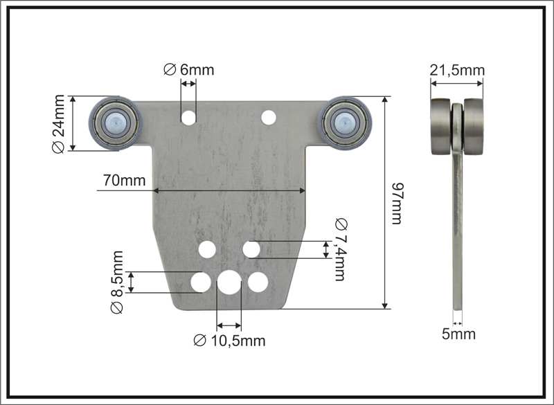 A.Z. MEISTERTEILE Rollenlager 11054351 Doppelseitig (doppelt), Hestal, Größe: 24 x 21,5 x 97 mm, 10 Stück/Packung