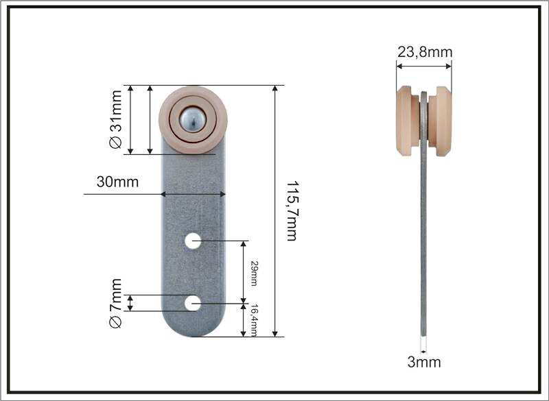 A.Z. MEISTERTEILE Rollenlager 11054353 Doppelseitig, universal, Größe: 31 x 23,8 x 115,7 mm, 10 Stück / Packung