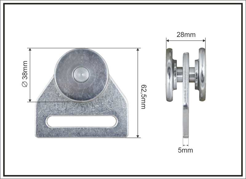 A.Z. MEISTERTEILE Rollenlager 11054354 Doppelseitig, universal, Größe: 38 x 28 x 62 mm, 10 Stück/Packung