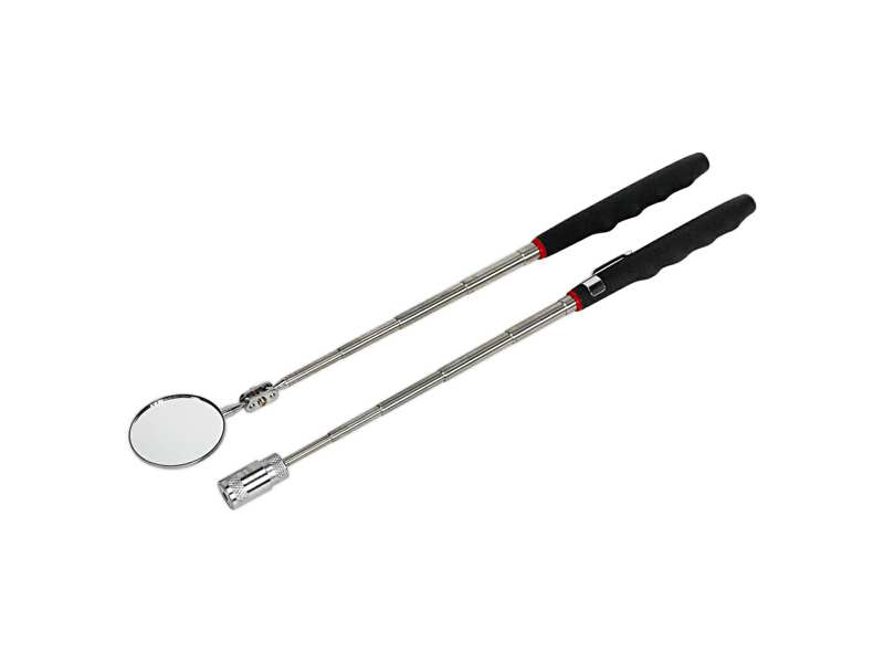 SEALEY Magnetic pickup tool 331571 Not rentable, just for sale! 2 pcs set, magnet load capacity: 3.6 kg, magnet diameter: 13mm, LED lamp, telescope length: 190/800mm, mirror dimensions: diameter 50mm, telescope length: 245/710mm + button elements: 3xlr44
Cannot be taken back for quality assurance reasons!