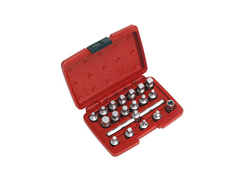 SEALEY Oil plug tool kit 331783 Not rentable, just for sale! 19 pieces, accessories: Square Male: 7, 8, 10, 11, 12, 13, 14mm, 5/16 ", 3/8", Square Female: 10mm, Hex: 8, 9, 10, 12, 14 , 17, Triangle: 10mm, TRX-Star*: T45, 3/8 "SQ Drive Sliding T-Bar
Cannot be taken back for quality assurance reasons!