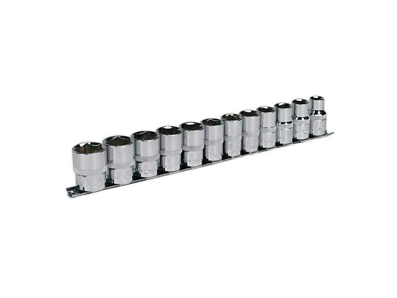 SEALEY Steckschlüsselkopfsatz 330901 1/2 ", 12 Stücke, 6-Blatt, Walldrive®, CR-VA, Kopfgrößen: 10, 12, 13, 14, 15, 16, 17, 18, 19, 21, 22, 24 mm,