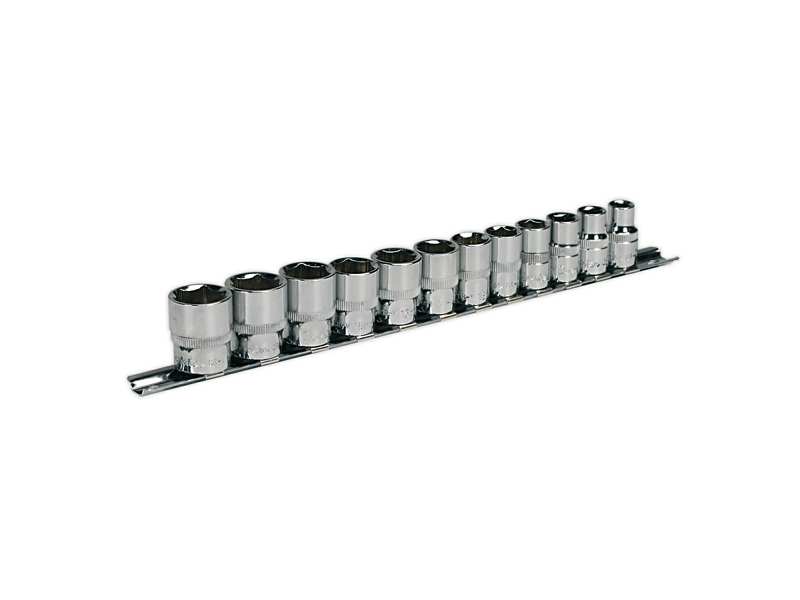 SEALEY Steckschlüsselkopfsatz 330898 3/8 ", 12 Stücke, 6-Blatt, Walldrive®, CR-VA, Kopfgrößen: 8, 9, 10, 11, 12, 13, 14, 15, 16, 17, 18, 19mm,