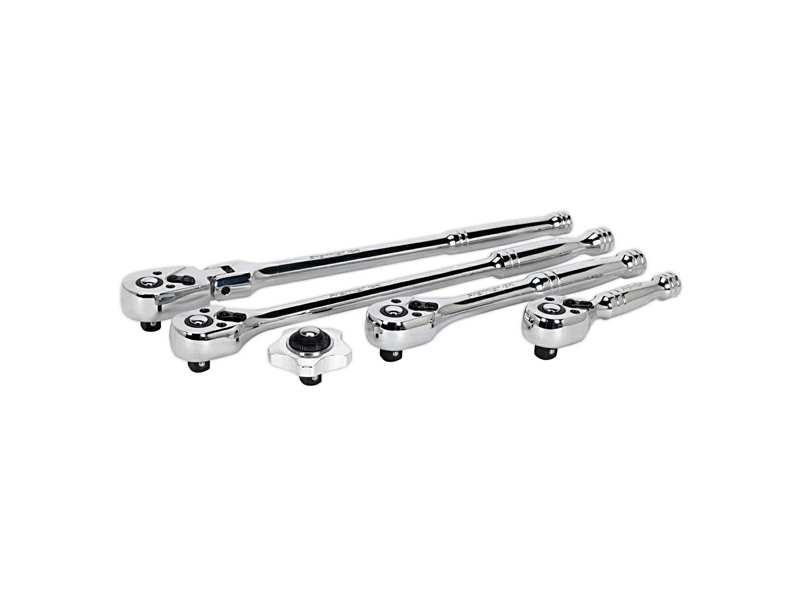 SEALEY Ratschen-Antriebsarm 332051 Set, 5 Stück Set, 3/8 "SQ-Laufwerk, CR-VA, Rennen Nummer: 72, Länge: Stammless -120-200-FLEXI295-300 mm, schlanker Stil, chromisch-polierter Boden