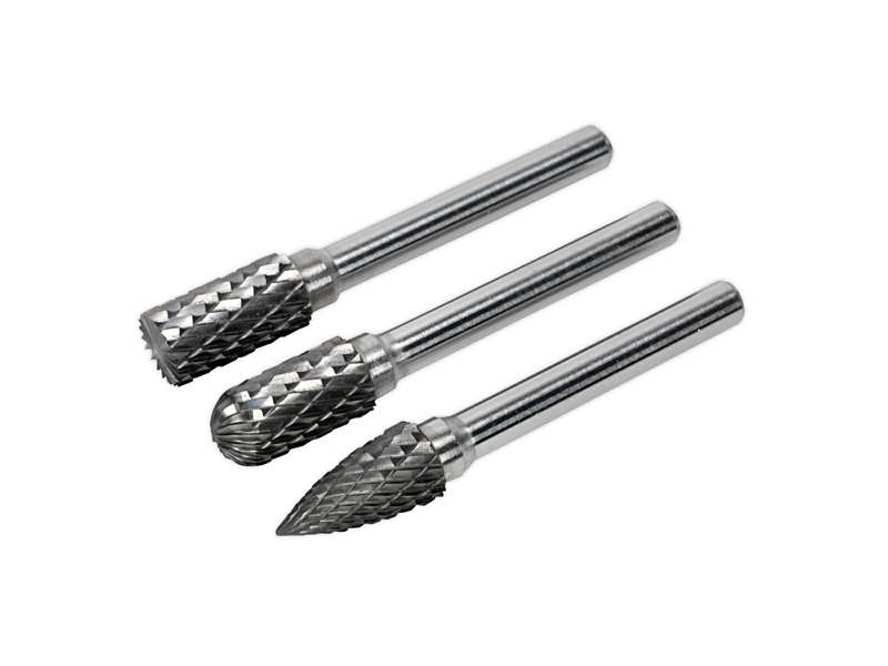 SEALEY End mill set 11025919 Speed ??steel set, 3 pcs/set, D 10 mm, head length: 20 mm, cylindrical - round - pointed design, total length: 65 mm, shaft diameter: 6 mm