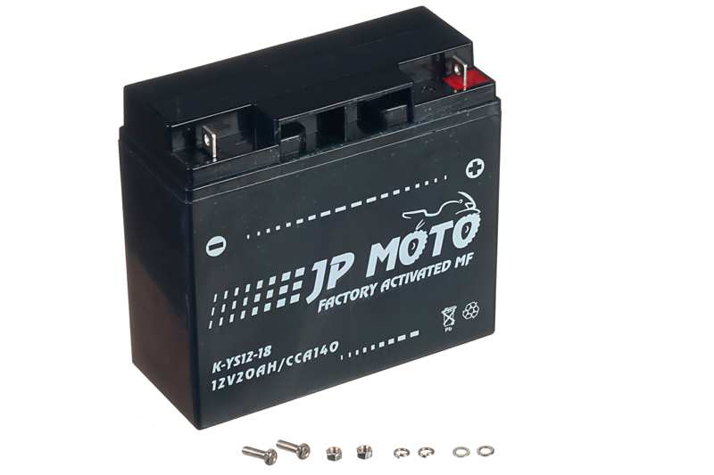 JP MOTO Battery 129786 12 V, 18 AH, Right +, Fully Closed, Standardable, filled with electrolytes!