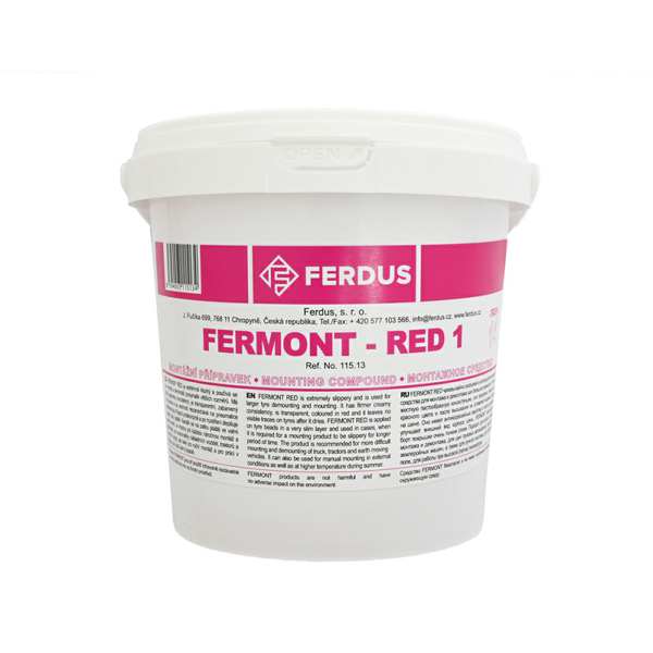 FERDUS Tyre mounting paste 11201311 Fermont Red 1 - 1 liter, the Fermont Red mounting paste has excellent slippage properties, its consistency is slightly firm for larger tires, and the application brush cannot be immersed. After a transparent, reddish color, it leaves no visible trace on the tires after drying. It has corrosion properties and is scattered to improve the appearance of the tire side.
Cannot be taken back for quality assurance reasons!