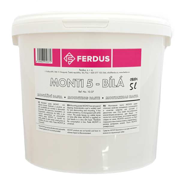 FERDUS Tyre mounting paste 11201302 Monti has 5 to 5 liters, white, excellent slippage properties and is used to dismantle tires. Paste, transparent, whitish, leaves no traces on the tires after drying.
Cannot be taken back for quality assurance reasons!