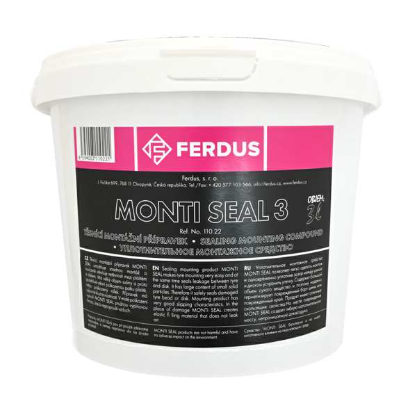 FERDUS Tyre mounting paste 11201304 Monti Seal 3 - 3 liters, sealing assembly, allows light equipment, and seals the joints between tires and rims. It has a high dry matter content, so it reliably seals the damaged tire flames or the damaged rims. The mixture also has excellent slippage properties. The Monti Seal sealing mass forms elastic, airtight filler at the site.
Cannot be taken back for quality assurance reasons! 1.