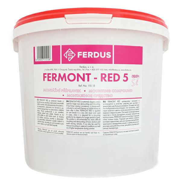 FERDUS Tyre mounting paste 11201313 Fermont Red 5 - 5 liters, the Fermont Red assembly paste has excellent slippage properties, its consistency is slightly more solid for larger tires, and the application brush cannot be immersed. After a transparent, reddish color, it leaves no visible trace on the tires after drying. It has corrosion properties and is scattered to improve the appearance of the tire side.
Cannot be taken back for quality assurance reasons!