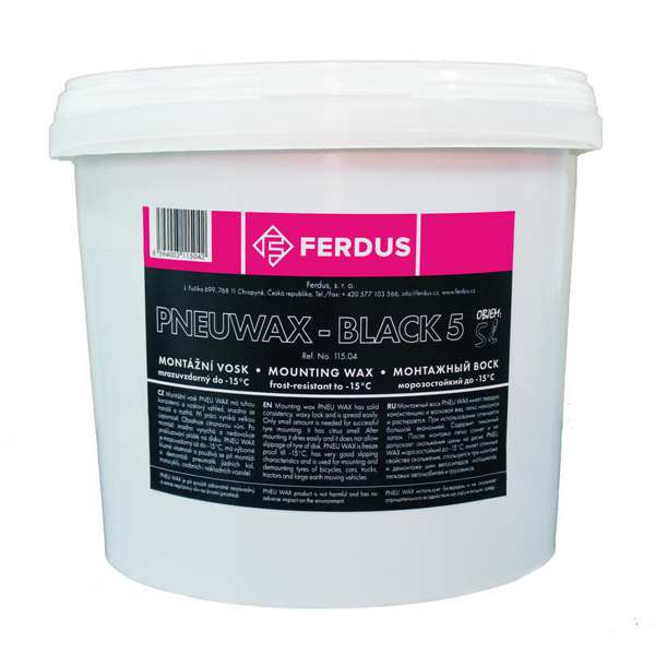 FERDUS Tyre mounting paste 11201306 Pneu Wax -Black 5, Black, 5 liters, Pneu Wax fastener wax has excellent slippage properties and is used as a universal tire assembly and assembly mixture. Solid, waxy, black.
Cannot be taken back for quality assurance reasons!