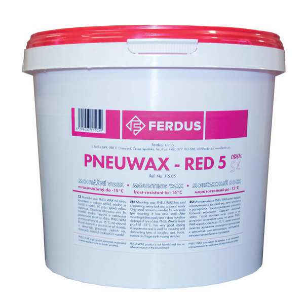 FERDUS Tyre mounting paste 11201307 Pneu Wax -Red 5, red, 5 liters, Pneu Wax fastener wax has excellent slippage properties and is used as a universal tire assembly and assembly mixture. Solid, waxy, reddish.
Cannot be taken back for quality assurance reasons!