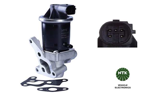 NGK EGR valve 11205592 Operating Mode: Electric, Supplementary Article/Supplementary Info: with gaskets/seals, Number of pins: 5, Material: Steel, Connector Shape: angular