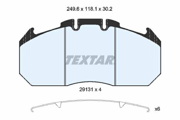 TEXTAR Bremsbelag für Scheibenbremsen (LKW) 10094250 Set
Breite [mm]: 249,6, Höhe [mm]: 118,1, Dicke/Stärke [mm]: 30,2, Verschleißwarnkontakt: für Verschleißwarnanzeiger vorbereitet, Ergänzungsartikel/Ergänzende Info: mit Zubehör, WVA-Nummer: 29131, Material Bremsbelag-Rückenplatte: Stahl, Bremssystem: Meritor D-ELSA 2 1.