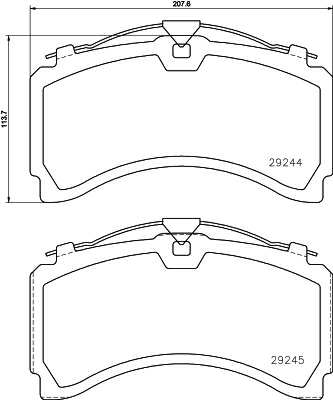 TEXTAR Bremsbelag für Scheibenbremsen (LKW) 10854642 Set
Breite [mm]: 207,6, Höhe [mm]: 113,7, Dicke/Stärke [mm]: 35, Verschleißwarnkontakt: für Verschleißwarnanzeiger vorbereitet, Ergänzungsartikel/Ergänzende Info: mit Zubehör, WVA-Nummer: 29244, Version: ProTecS ®, Bremssystem: Knorr SL7 1.