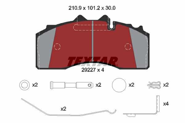 TEXTAR Bremsbelag für Scheibenbremsen (LKW) 10854513 Set
Breite [mm]: 210,3, Höhe [mm]: 102, Dicke/Stärke [mm]: 30, Verschleißwarnkontakt: für Verschleißwarnanzeiger vorbereitet, Ergänzungsartikel/Ergänzende Info: mit Zubehör, WVA-Nummer: 29227, Material Bremsbelag-Rückenplatte: Grauguss, Bremssystem: BPW TSB 3709 1.