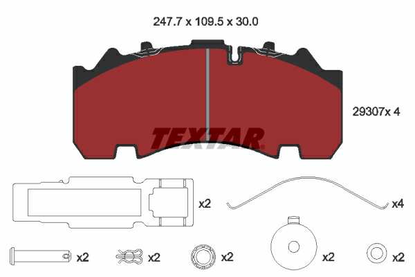 TEXTAR Bremsbelag für Scheibenbremsen (LKW) 10854520 Set
Breite [mm]: 247,7, Höhe [mm]: 109,5, Dicke/Stärke [mm]: 30, Verschleißwarnkontakt: für Verschleißwarnanzeiger vorbereitet, Ergänzungsartikel/Ergänzende Info: mit Zubehör, WVA-Nummer: 29307, Material Bremsbelag-Rückenplatte: Grauguss, Bremssystem: Knorr SB/SN7 1.